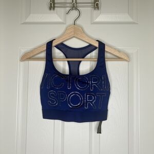 Victoria's Secret Sport M Blue Glitter The Player Racerback Sports Bra Size S